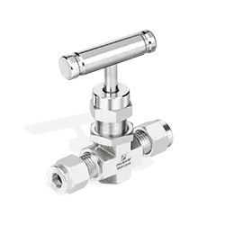Needle Valve IB Series Size 1/8" Tube Fitting (OD)  Straight Configuration CV 0.09 Orifice 2 mm